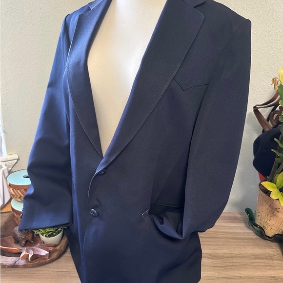 Levi’s Western Wear San Francisco Navy Blazer Mens Cowboy Cut Yoke Polyster - Picture 11 of 11